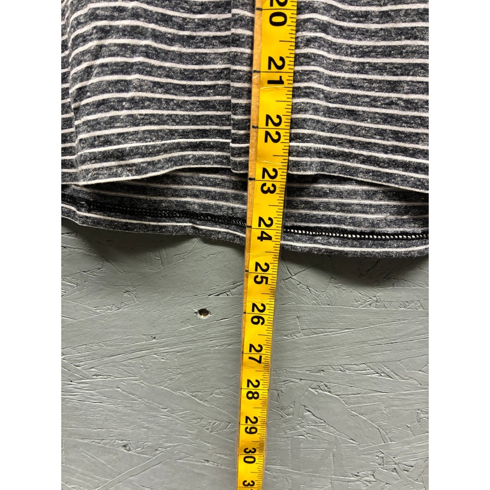 Lacoste Striped Linen Blend V Neck Shirt Women's M (38) Gray White Long Sleeve T - Picture 7 of 9